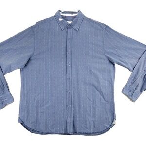 EQ Rooster Button Down Shirt Men's XL Blue Long Sleeve Textured Cotton Casual